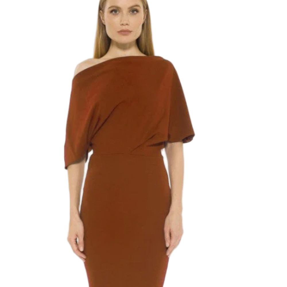 Alexia Admor Rust Off-Shoulder Midi Dress